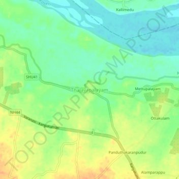 Mapa topográfico Thalavapalayam, altitud, relieve