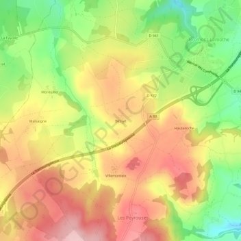 Mapa topográfico Bessat, altitud, relieve