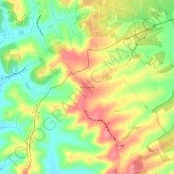 Mapa topográfico Petrignano, altitud, relieve