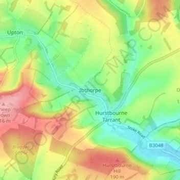 Mapa topográfico Ibthorpe, altitud, relieve