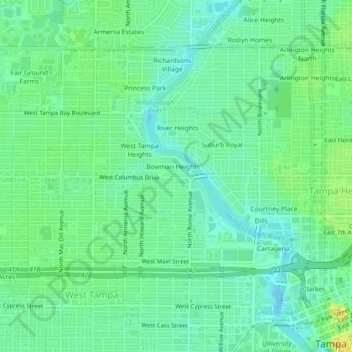 Mapa topográfico Michigan Park, altitud, relieve