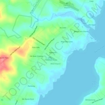 Mapa topográfico Elkmore, altitud, relieve