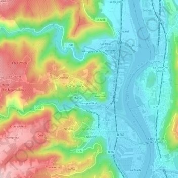 Mapa topográfico Peyret, altitud, relieve