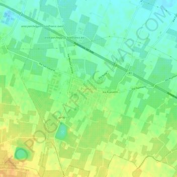 Mapa topográfico Piumazzo, altitud, relieve