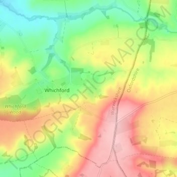 Mapa topográfico Ascott, altitud, relieve