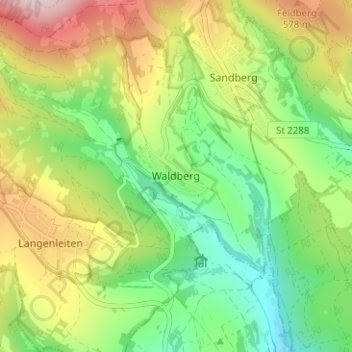 Mapa topográfico Waldberg, altitud, relieve