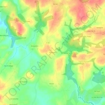 Mapa topográfico Kerbalen, altitud, relieve