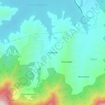 Mapa topográfico Kankwadi, altitud, relieve