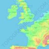 Mapa topográfico Guernsey, altitud, relieve