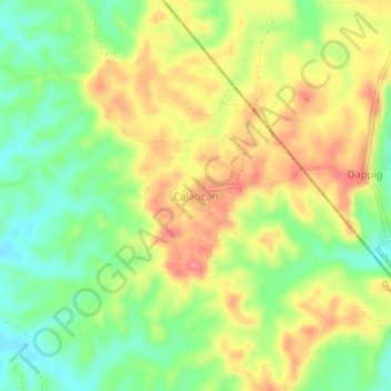 Mapa topográfico Calaocan, altitud, relieve