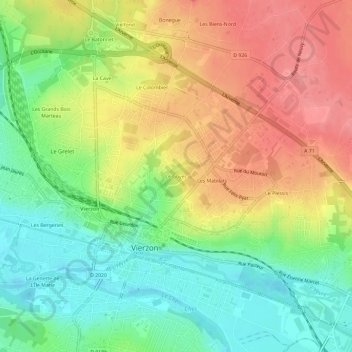 Mapa topográfico Le Goyer, altitud, relieve