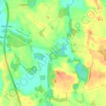 Mapa topográfico Depenau, altitud, relieve