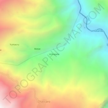 Mapa topográfico Uchupata, altitud, relieve