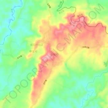 Mapa topográfico 会龙村, altitud, relieve