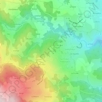 Mapa topográfico Le Vorzet, altitud, relieve