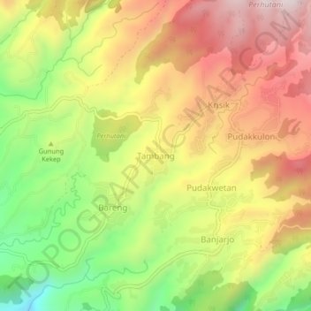 Mapa topográfico Tambang, altitud, relieve