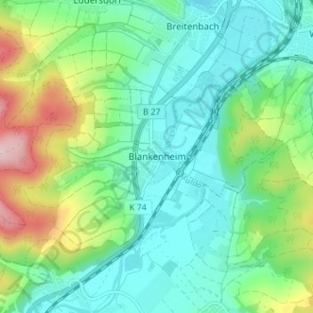 Mapa topográfico Blankenheim, altitud, relieve