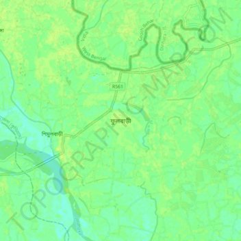 Mapa topográfico Phulbari, altitud, relieve