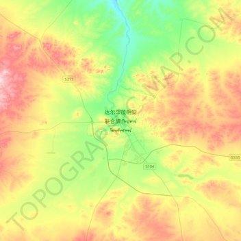 Mapa topográfico 达尔罕茂明安联合旗, altitud, relieve