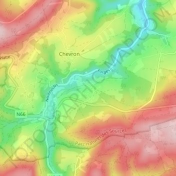Mapa topográfico Chauveheid, altitud, relieve