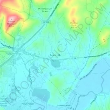 Mapa topográfico Benton Hills, altitud, relieve
