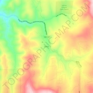 Mapa topográfico Cedro, altitud, relieve