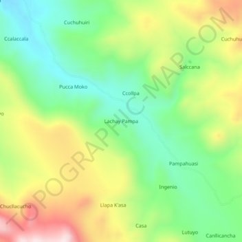 Mapa topográfico Lachay Pampa, altitud, relieve