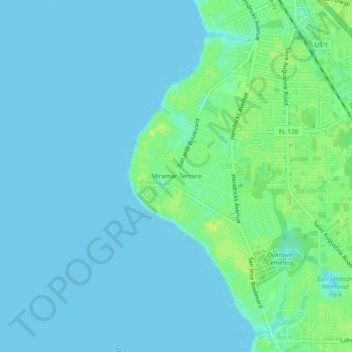 Mapa topográfico Miramar Terrace, altitud, relieve