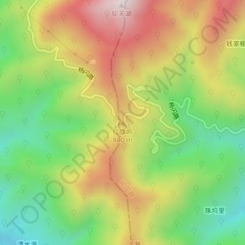 Mapa topográfico 红旗岭, altitud, relieve