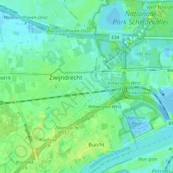 Mapa topográfico Laar, altitud, relieve