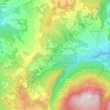 Mapa topográfico Mogne, altitud, relieve