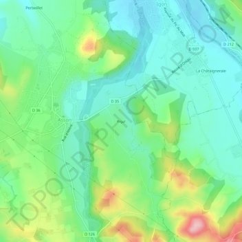 Mapa topográfico Rigal, altitud, relieve