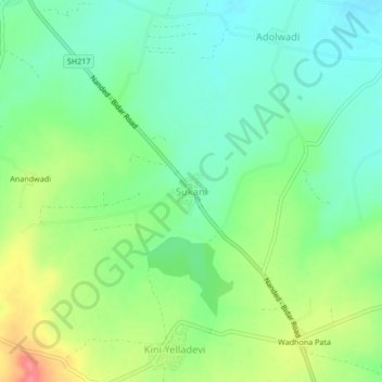 Mapa topográfico Sukani, altitud, relieve