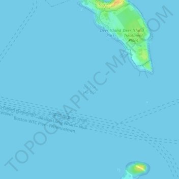 Mapa topográfico Boston Harbor, altitud, relieve