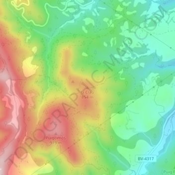 Mapa topográfico la Clau, altitud, relieve