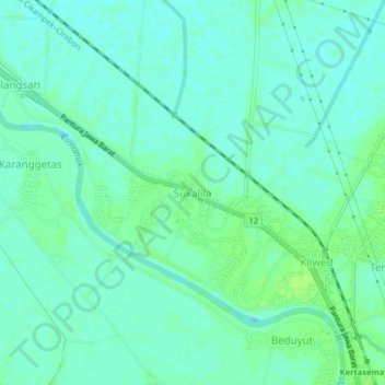 Mapa topográfico Sukalila, altitud, relieve