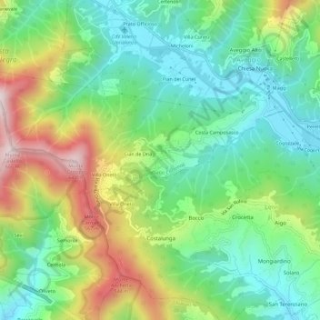 Mapa topográfico Camposasco, altitud, relieve