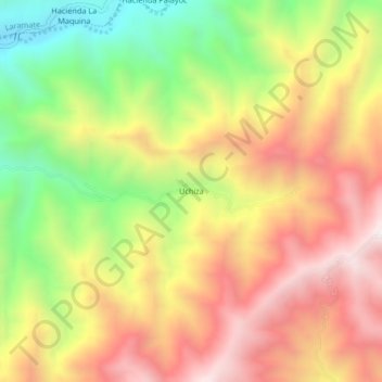 Mapa topográfico Uchiza, altitud, relieve