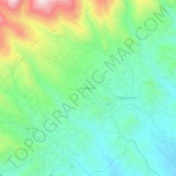 Mapa topográfico Gülderen, altitud, relieve