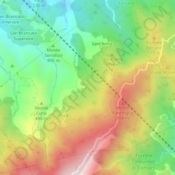 Mapa topográfico Musolino, altitud, relieve