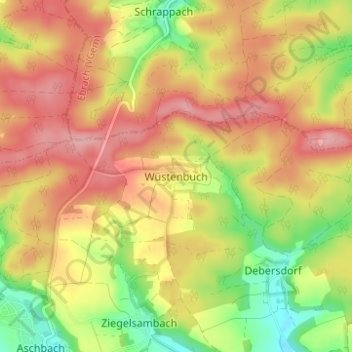 Mapa topográfico Wüstenbuch, altitud, relieve