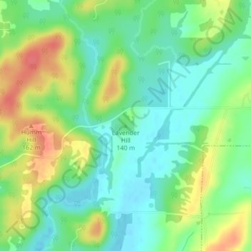 Mapa topográfico Lavender Hill, altitud, relieve