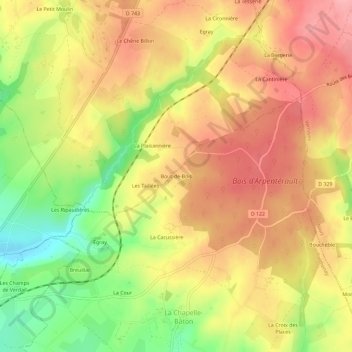 Mapa topográfico Bout-de-Bois, altitud, relieve