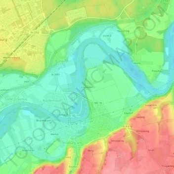 Mapa topográfico Ensfelden, altitud, relieve