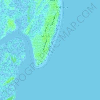 Mapa topográfico Savannah Beach, altitud, relieve