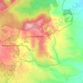 Mapa topográfico Gentleshaw, altitud, relieve