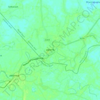 Mapa topográfico Dharmapasha, altitud, relieve