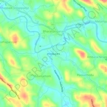 Mapa topográfico Vilangupara, altitud, relieve