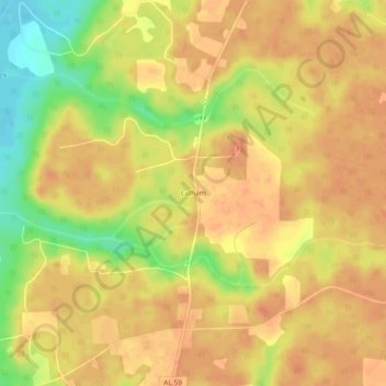 Mapa topográfico Latham, altitud, relieve