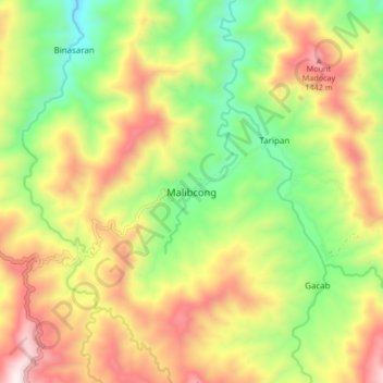 Mapa topográfico Malibcong, altitud, relieve